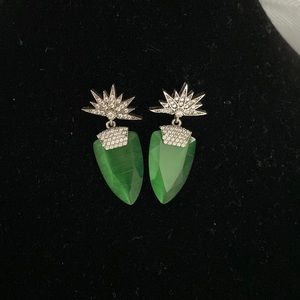 Green/silver earrings